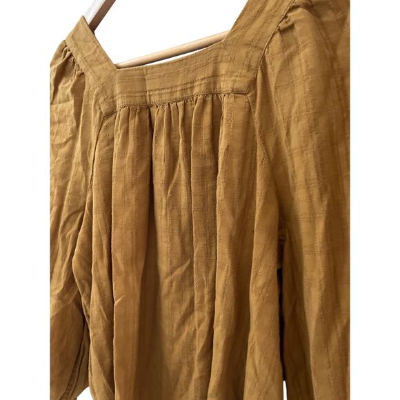 Madewell Square-Neck Bubble-Sleeve Textured Top in Antique Gold Size XS - Picture 9 of 9